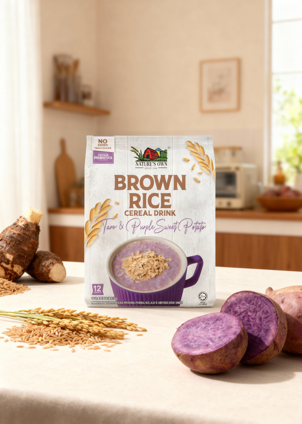 Brown Rice Cereal Drink - Taro & Purple Sweet Potato