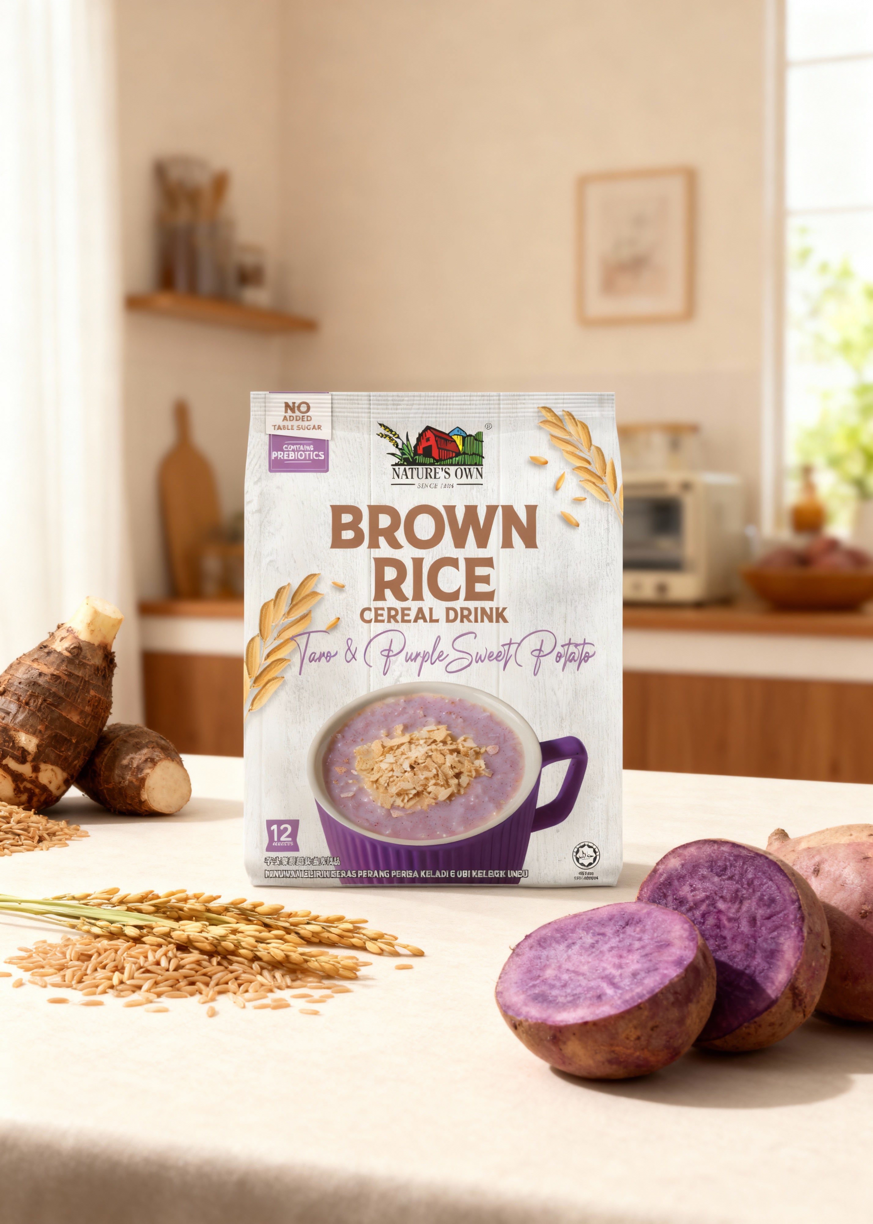 Brown Rice Cereal Drink - Taro & Purple Sweet Potato