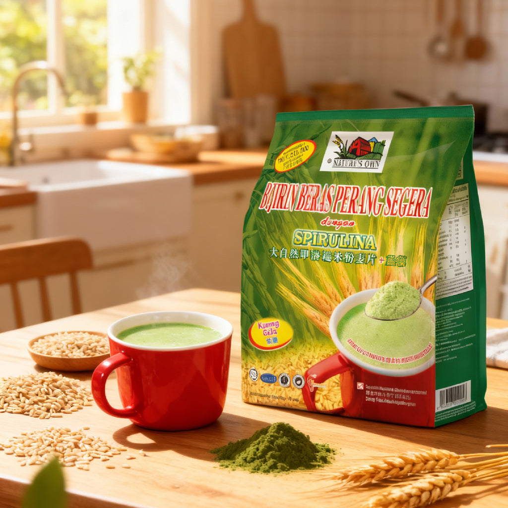 Brown Rice Cereal with Spirulina - Less Sugar